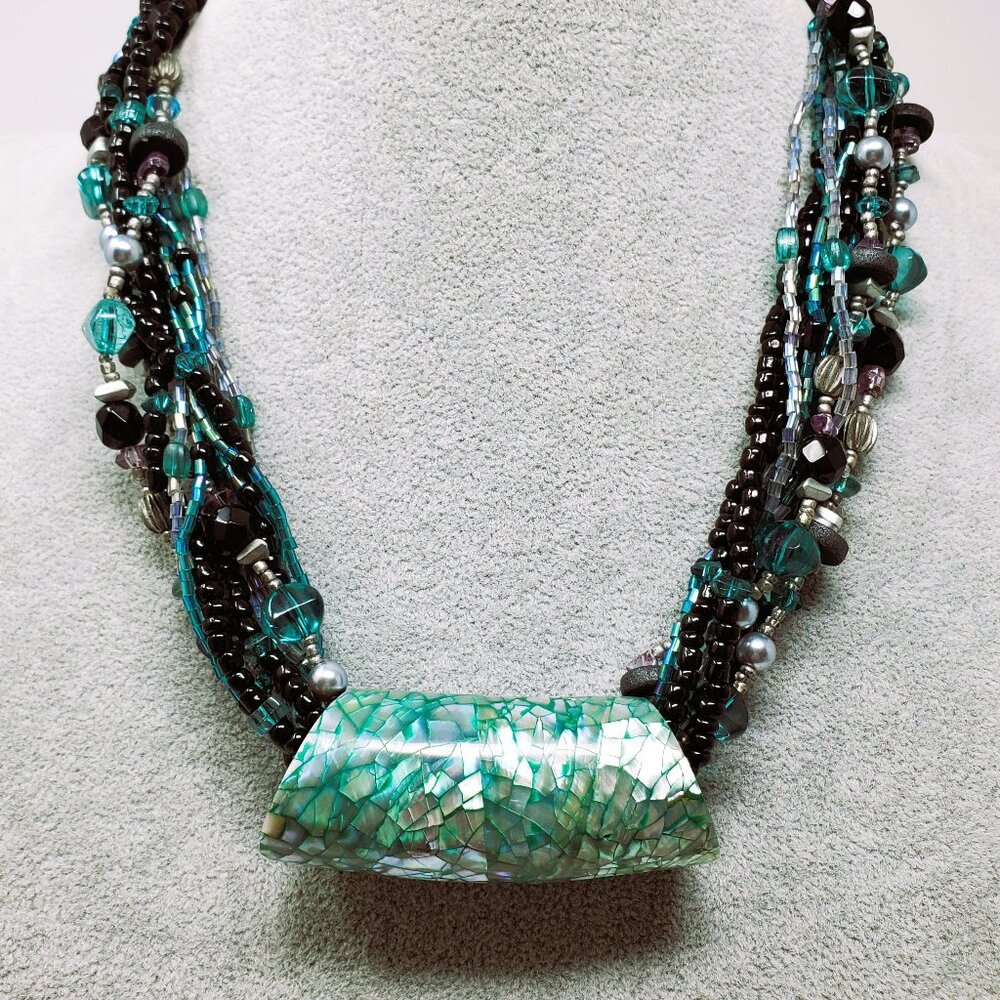 Coldwater Creek Multi-strand Necklace with Abalone Pendant